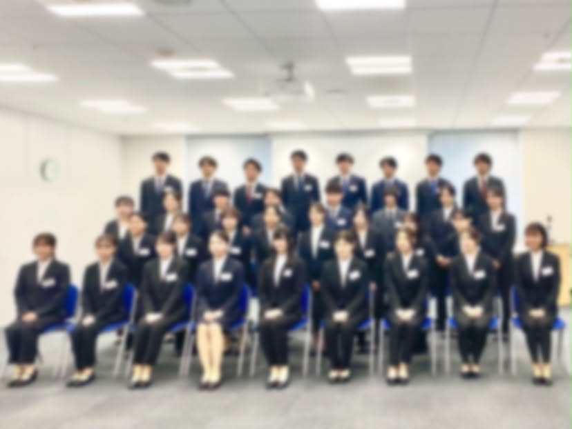 三光ソフラン合同内定式の集合写真。